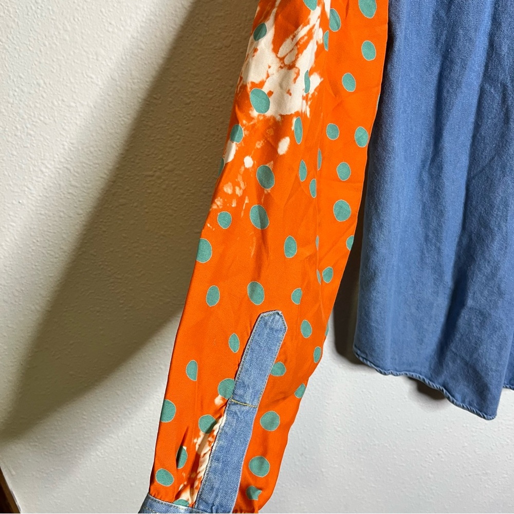 Hype vintage 90s Red orange patchwork color block Shirt top M girlhoodcore - Picture 6 of 8